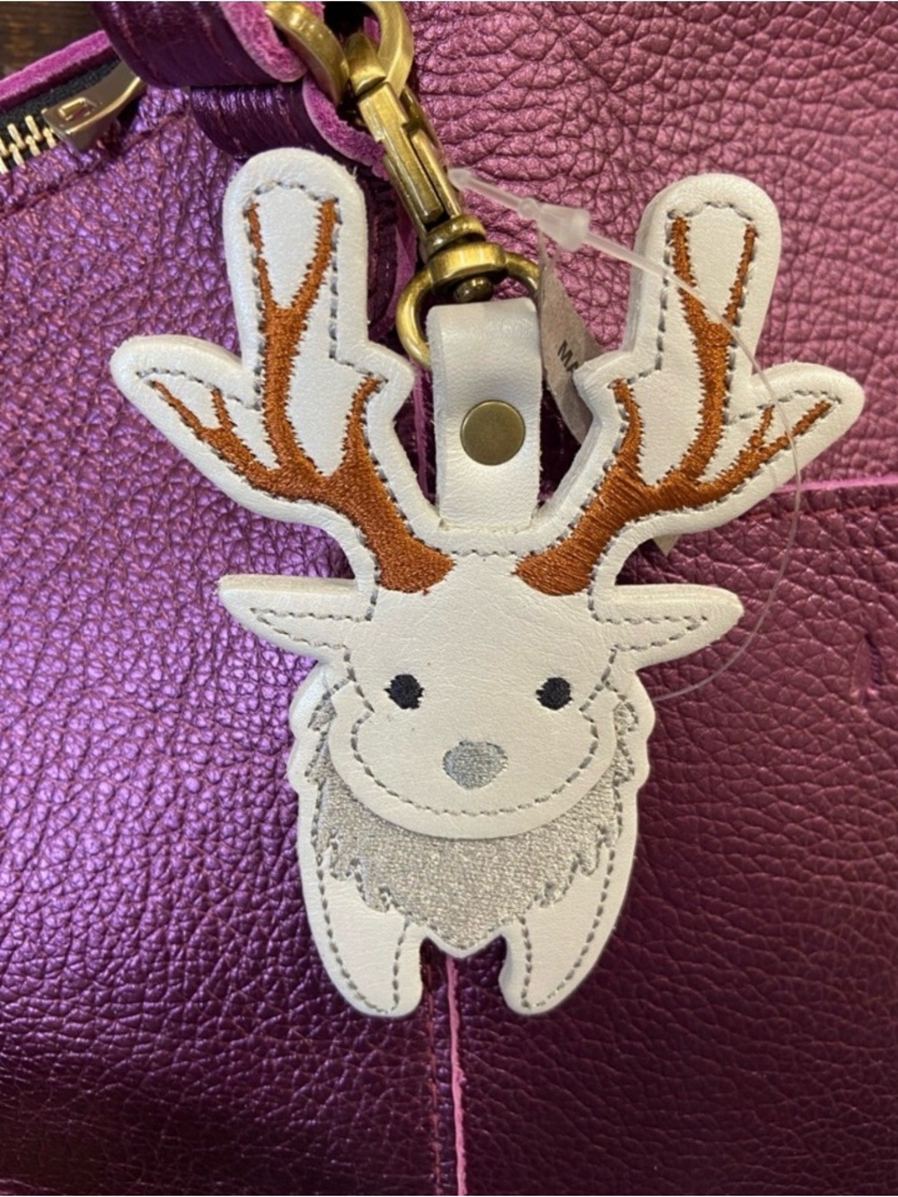 Portland Leather White Deer Bag Charm Bag Flair - NEW